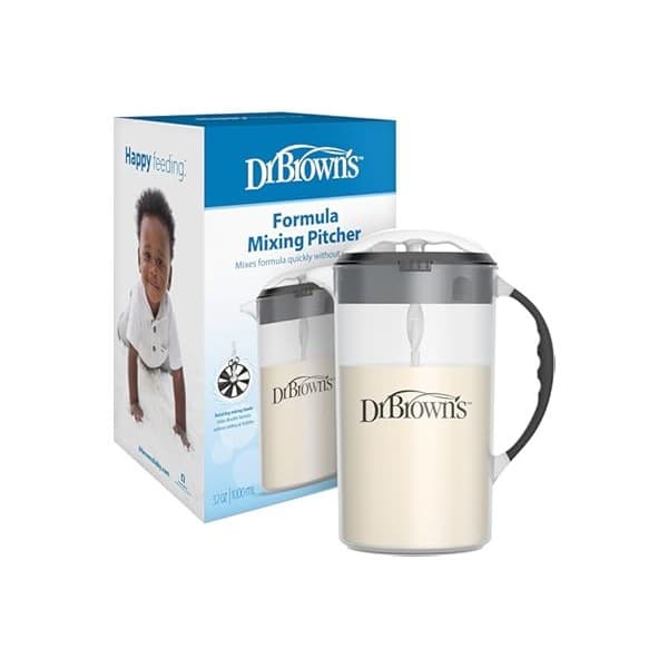 Price Drop: Dr. Brown's Baby Formula Mixing Pitcher with Adjustable Stopper, Locking Lid & No Drip Spout, Black, BPA Free, 36oz, 1 Pack