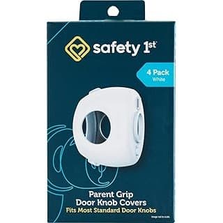 Baby Shower Gift Idea: Safety 1st Parent Grip Door Knob Covers, White, One Size,4 Count (Pack of 1) (HS3260600), Packaging may vary
