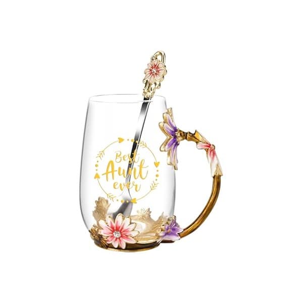 Toddler-Approved Amazon Find: OEAGO Gifts for Aunt from Niece Nephew Tea Cup Cool Birthday Gift Enamel Flower Glass Mugs Christmas Mothers Day New Aunt Announcement Promoted