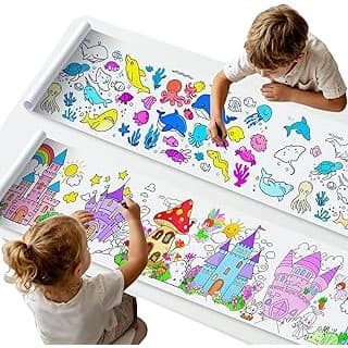 Budget Find You Need: 2PCS Children's Drawing Roll, Coloring Paper Roll for Kids Gift,116 * 11.6 Inches DIY Painting Drawing Paper Roll, Color Wonder Paper, Early Educational Toys for Kids Ages 3-8(Castle+Ocean)