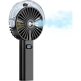 We Are Obsessed With This: Otlonpe Handheld Misting Fan Portable, 4000mAh Rechargeable Battery Powered, Small Personal Mister Fan with Water Spray Cooling, 4-Speed Wind, LED Display, Hand Held Mist Fans for Travel Outdoor Beach
