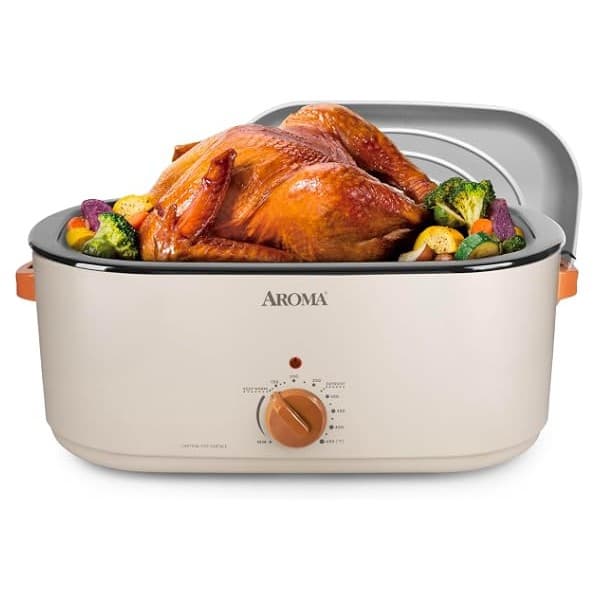 Toddler-Approved Amazon Find: AROMA® 22Qt. Roaster Oven with Self-Basting Lid, Fits 26-lb. Turkey, Adjustable Temperature Settings, Keep Warm Setting, Stainless Steel (ART-832ST)