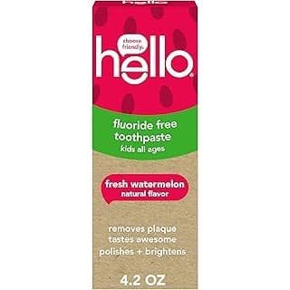 New Mom Must-Have: Kids Fluoride Free Toothpaste, Fresh Watermelon, 4.2 oz | For Kids of All Ages, Removes Plaque, Polishes and Brightens, Tastes Awesome, Vegan, Gluten Free, SLS Free
