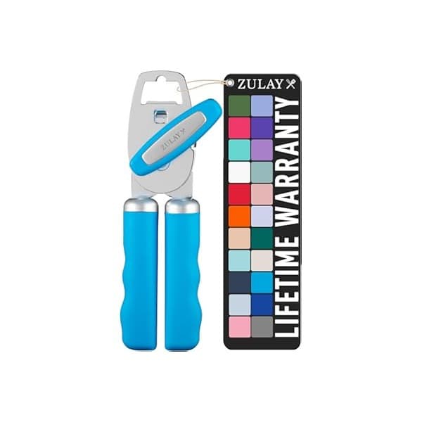 Hidden Gem Find: Zulay Kitchen Heavy Duty Stainless Steel Can Opener Manual with Bottle Opener - Rust Proof Manual Can Opener With Turn Knob & Comfy Soft Grip Handles - Aqua