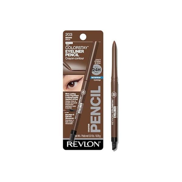 Limited Time Deal: Revlon ColorStay Pencil Waterproof Eyeliner, 203 Brown, 0.01 oz | Waterproof pencil eyeliner with built-in sharpener. Smudge-proof, long-lasting, intense matte color.