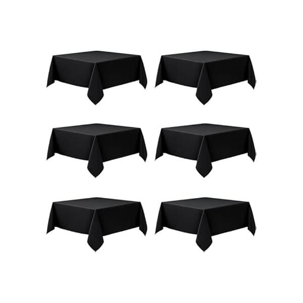 Kitchen Hack Alert: Dailyset 6-Pack Black Tablecloths for Square Tables, 54 x 54 Inches, Stain-Resistant Polyester Fabric for 2 Foot Tables - Washable Table Covers for Weddings, Banquets, Birthday Parties, Events