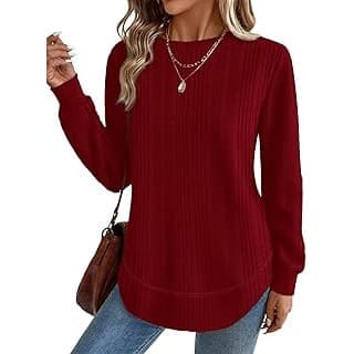 Trending on Amazon: Tunic Tops for Women Loose Fit Dressy Long Sleeve Shirts Womens Sweaters Crew Neck Fall Clothing with Curved Hem