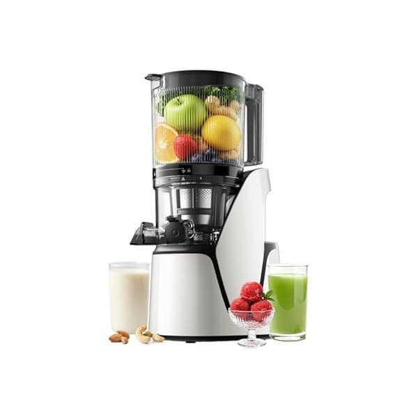 Upgrade Your Life With This: EanOruus Juicer Machines, 3-in-1 Cold Press Juicer with 6.5" Extra Large Chute, 100oz Large Capacity, AC Motor, Makes Juice, Nut Milk & Sorbet, Bright White