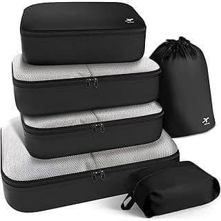 Perfect Gift Idea: Packing Cubes for Suitcases - 6 Pieces, Light Packing Cubes for Travel, Premium Suitcase Organizer Bags Set, Space-Saving Luggage Organizers, Travel Accessories and Essentials, Black