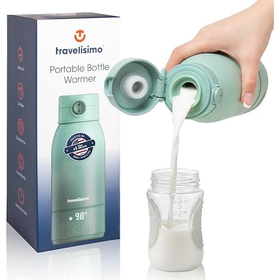 Limited Time Deal: TRAVELISIMO Portable Bottle Warmer for Travel, Dual Heating Modes, Water & Breast Milk Warmer, Baby Bottle Warmer, Fast Heating & Long Battery Life, 17 Ounces Large Capacity, Calentador de Biberones