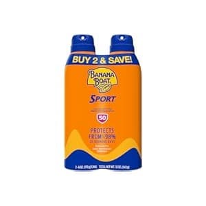Back in Stock Alert: Banana Boat Sport Ultra SPF 50 Sunscreen Spray | Banana Boat Sunscreen Spray SPF 50, Water Resistant, Oxybenzone Free, Sunblock, 6oz each Twin Pack