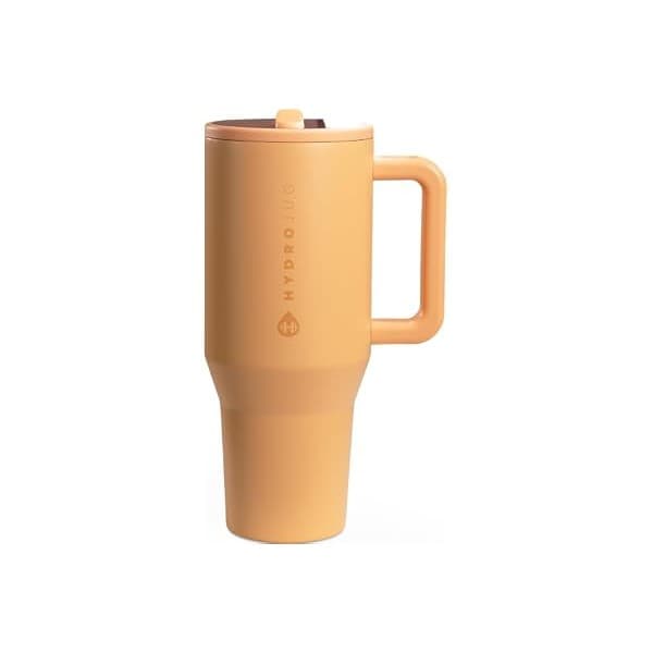 We Are Obsessed With This: HydroJug Traveler - 40 oz Water Bottle with Handle & Flip Straw - Fits in Cup Holder, Leak Resistant Tumbler-Reusable Insulated Stainless Steel & Rubber Base - Gifts for Women & Men, Marigold
