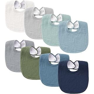 Amazon's Choice: 8-Pack Muslin Baby Bibs, Adjustable Fit for Drooling and Teething