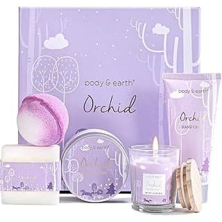 Best Amazon Buy Under: Spa Gifts for Women, Body & Earth 5 Pcs Gifts for Women Orchid Gift Sets, Bath and Body Womens Bath Gifts, Mothers Day Gift