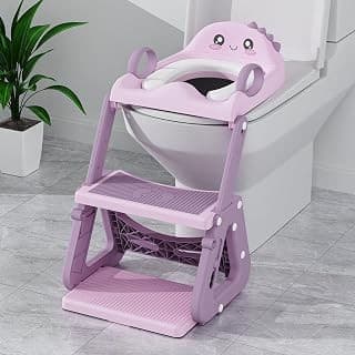 Price Drop: Potty Training Seat, Upgrade 2 in 1 Potty Training Toilet with Step Stool Foldable Toddler Toilet Seat for Kids Boys Girls Toddler Potty with Splash Guard Anti-Slip Pad Adjustable Ladder & Seat Height