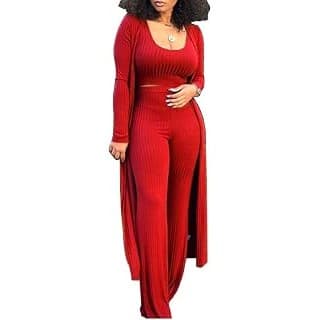 Toddler-Approved Amazon Find: Women's Tracksuit Winter Autumn Knitted Long-sleeved Blazer Coat Tank Long Pants Three Piece Sets Outfit