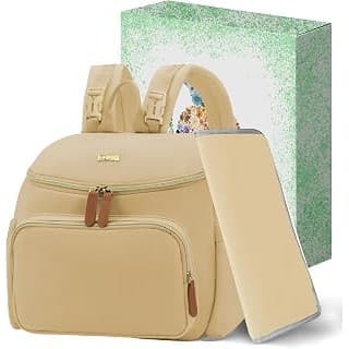 Best Amazon Buy Under: Compact Diaper Bag Backpack – Lightweight & Waterproof Baby Bag for Moms & Dads, Includes Changing Pad & Stroller Straps, Small Travel Diaper Backpack for Daily Use –Khaki