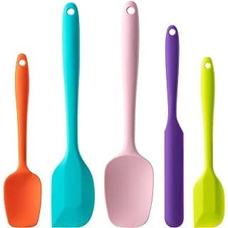 New Mom Must-Have: Silicone Spatula Set, 5 Piece Food Grade Rubber Spatulas for Baking, Cooking, and Mixing High Heat Resistant Non Stick Dishwasher Safe BPA-Free (Multicolor)