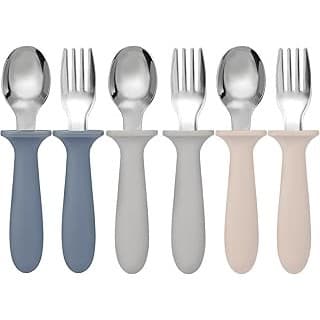 Is It Worth Buying: Eascrozn Toddler Forks and Spoons Set, 6 Pack Kids Silverware with Silicone Hand, 18/8 Stainless Steel Children Safe Toddler Utensils, BPA Free, Dishwasher Safe