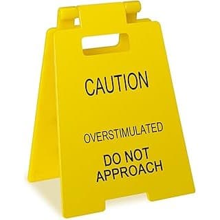 Amazon Deal Alert: Funny Prank Gift Mini Caution Overstimulated Desk Sign for Coworkers Teammates Employees Boss (1PCS)