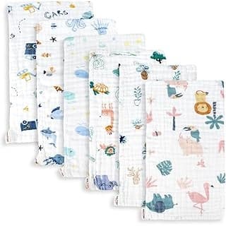 We Are Obsessed With This: Muslin Baby Burp Cloths 6 Pack Large 20''x10'' 100% Cotton Burp Rags Absorbent and Soft 6 Layers Muslin Cloth Baby Essentials for Newborn(Zoo Pattern, Pack of 6)