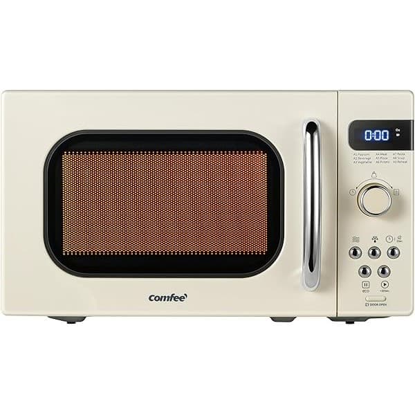 Is It Worth Buying: COMFEE' Retro Small Microwave Oven With Compact Size, 9 Preset Menus, Position-Memory Turntable, Mute Function, Countertop Microwave Perfect For Small Spaces, 0.7 Cu Ft/700W, Cream, AM720C2RA-A
