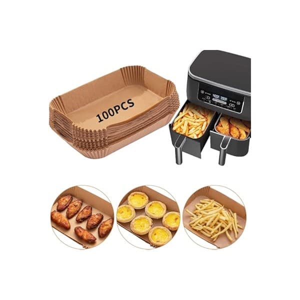 Amazon's Choice: Ecfvtp Air Fryer Disposable Paper Liner, 100PCS Food Grade Parchment Liners for Ninja DZ201, Thicken Air Fryer Accessories Baking Paper (9 * 6, Natural)