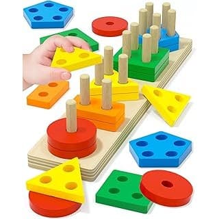 Budget Find You Need: Tonberless Montessori Toys for 1 2 3 Year Old Boy Girl, Toys for Ages 2-4 Toddlers Kids Baby, 1 2 Year Old Boy Girl Birthday Gifts, Wooden Learning Puzzles Shape Sorter Toys for Toddlers 1-3