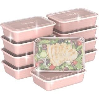 Baby Shower Gift Idea: 4 Cup Capacity, Portion Control, Stackable, PFAS & BPA-Free, Microwave, Freezer & Dishwasher-Safe (Peony Glitter)