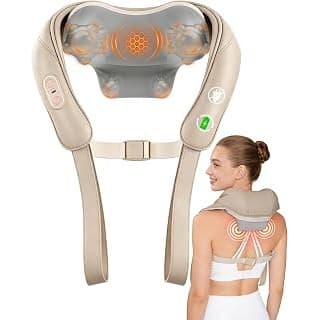 Hidden Gem Find: Neck Massager with Heat Cordless: Shiatsu Back Shoulder Massage Tools for Pain Relief Deep Tissue Electric 4D Kneading for Muscle Remedy Lymphatic Drainage Gifts for Men Women Mom Dad (Brown)