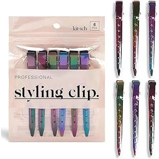 Upgrade Your Life With This: Kitsch Professional Alligator Clips for Hair Styling – 3.5" Aluminum Hair Sectioning Clips for Salon & Makeup Application | Lightweight for Stylists – Iridescent, 6 Pcs