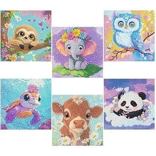 Upgrade Your Life With This: VividMeng 6 Pack 5D Diamond Painting Kits for Kids Beginners,Full Drill Cute Animals Diamond Art Kits,Diamond Art Arts and Crafts for Kids Ages 4-8-12,Home Wall Decor 6x6 Inch