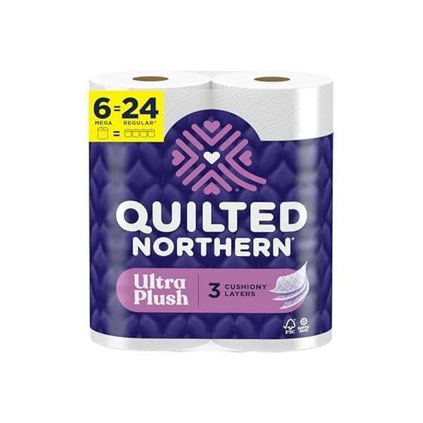 Amazon Deal Alert: Quilted Northern Ultra Plush Toilet Paper, 6 Mega Rolls = 24 Regular Rolls, 3X Thicker*, 3 Ply Soft Toilet Tissue
