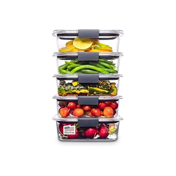 Upgrade Your Life With This: Rubbermaid Brilliance Tritan Plastic Food Storage Containers BPA Free Airtight Lids Ideal for Lunch Meal Prep & Leftovers Set of 5 (3.2 Cup)