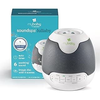 New Mom Must-Have: MyBaby Lullaby Sound Machine & Projector – Baby Sleep Machine Plays 6 Sounds & Lullabies, Projects Soothing Images - Auto-Off Timer, Adjustable Volume, Great for Baby Registry and Baby Shower Gifts