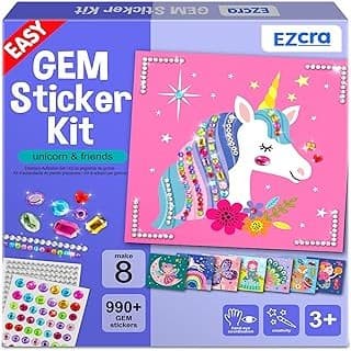 Trending on Amazon: EZCRA Easy Arts and Crafts for Kids - Fun Gem Sticker Kit - 8 Unicorn Princess Themes, 990+ Stickers - Gem Art for Kids - Diamond Art Kits - Gifts for Girls Ages 3-8