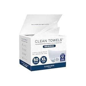 New Mom Must-Have: Clean Skin Club Clean Towels XL®, 100% USDA Biobased Face Towel, Disposable Face Towelette, Eczema Association Accepted, Makeup Remover Dry Wipes, Ultra Soft, 1 Pack, 50 Ct