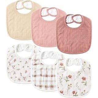Pregnancy Hack: 6-Pack Muslin Baby Bibs for Unisex Boys Girls, Cotton Baby Drool Bibs, Drooling and Teething Bibs for Infant