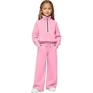 Price Drop: Sweat Set Girls Clothes 2026 Half Zip 2 Piece Sweatsuits Pullover tops for Teen kids Sweatshirts and Jogger Thumb Hole