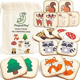 Perfect Gift Idea: Felt Matching Game for Ages 2–4 – Soft and Safe for Ages 1+ – Montessori Memory Game – Sensory Flash Cards – Best Educational Gift for Ages 1–3 - Woodland Animal Theme