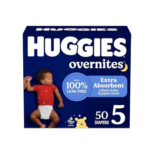 We Are Obsessed With This: Huggies Overnites Size 5 Overnight Diapers (27+ lbs), 50 Ct, Packaging May Vary