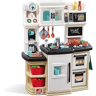 This Solves the Problem: Step2 Great Gourmet Kids Kitchen Playset, Indoor/Outdoor Kitchenette, Interactive Play with Lights and Sounds, Made of Durable Plastic, Includes 33 Piece Toy Accessories, Toddlers 3+ Years Old, Tan