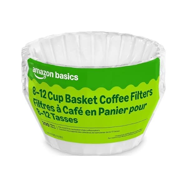Price Drop: Amazon Basics Basket Coffee Filters for 8-12 Cup Coffee Makers, White, 200 Count, Packaging May Vary