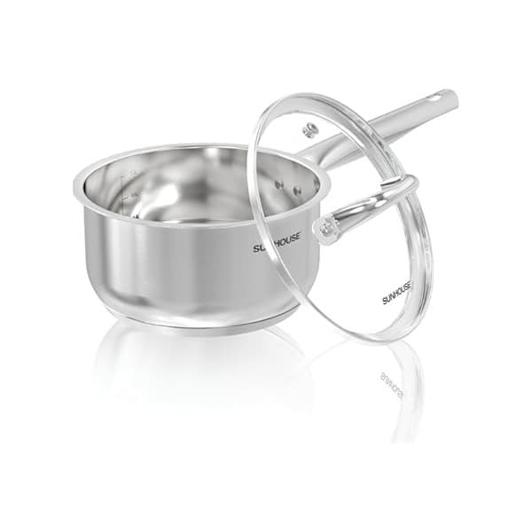 Baby Shower Gift Idea: SUNHOUSE – 1.5 Quart Stainless Steel Sauce Pan with Lid - PFOA-FREE, Stainless Steel Sauce Pan, Induction base, Stay-Cool Handle, Compatible with All Cooktops Gas, Geramic, Electric etc.
