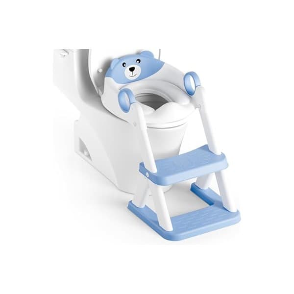 Perfect Gift Idea: Rabb 1st Potty Training Seat, Upgrade Toddler Toilet Seat for Kids Boys Girls, 2 in 1 Potty Training Toilet, Splash Guard Anti-Slip Pad Step Stool(Blue)