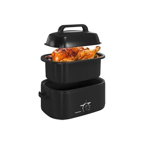 Back in Stock Alert: RoyalCraft 22-Quart Electric Roaster Oven with Visible Self-Basting Lid, Turkey Roaster Oven with Removable Pan and Rack, Perfect for Large Meals and Holiday Feasts, Black