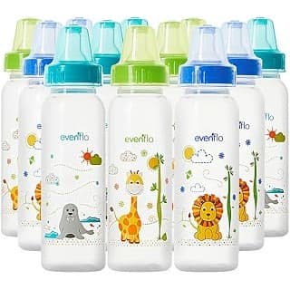 We Are Obsessed With This: Classic Prints Polypropylene Bottles for Baby, Infant and Newborn - Blue/Green/Teal, 8 Ounce (Pack of 12)