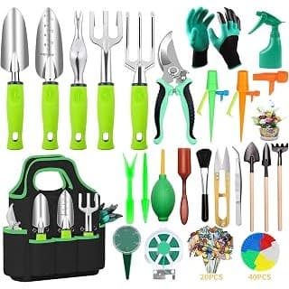 Is It Worth Buying: 84 PCS Garden Tools Set,10pcs Succulent Tools Set Included 6pcs Large Heavy Duty Aluminum Gardening Hand Tools 12.5IN with Garden Tool Bag,Gloves Sprayer etc.Gardening Gifts for Men Women Garden Gifts