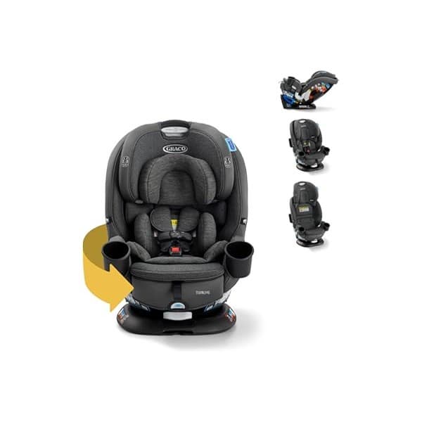 New Mom Must-Have: Graco Turn2Me 3-in-1 Rotating Convertible Car Seat, Manchester, Rear-Facing Rotation Only, Forward-Facing Mode, Highback Booster Up to 100 lbs, Adjustable Headrest & Harness, Steel Reinforced Frame
