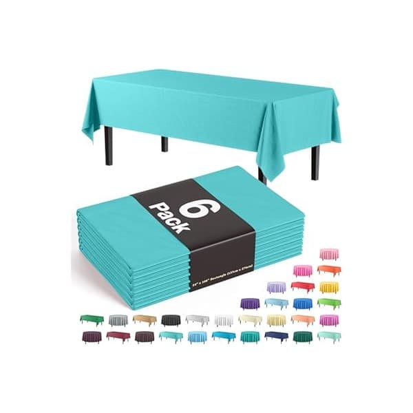 Mom Life Hack! Snag This 6-Pack Aqua Tablecloth Deal for Effortless Parties!
